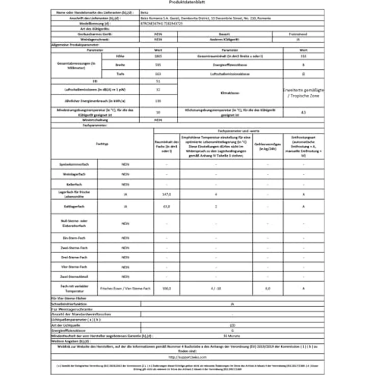 Beko Kühl-/Gefrierkombination 316L NoFrost AeroFlow Multizone B7RCNE367HG, 316 l, Manhattan Gray, ProSmart Inverter Kompressor, 2 Türen – Bild 10
