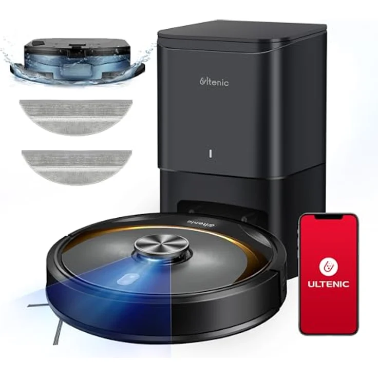 Ultenic T10 Elite Saugroboter mit Absaugstation Wischfunktion, Starke Saugkraft Staubsauger Roboter 2600 Pa, LiDAR Roboterstaubsauger Etagenkartierung, 160 Min lange Laufzeit, APP/Sprach/Fernbedienung – Bild 1