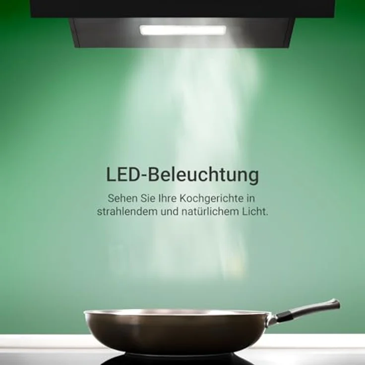 KKT KOLBE BASE6004S Dunstabzugshaube 60 cm, kopffrei, Umluft/Abluft, Schwarz, Glas, Edelstahl, LED-Beleuchtung, Gestensteuerung, SensorTouch, A+++ Energieeffizienz – Bild 3
