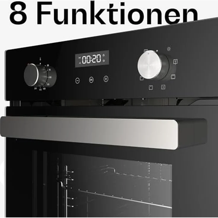 Klarstein Verosteel Einbaubackofen 45 cm - 49L, 8 Betriebsmodi, Energieeffizienz A, Edelstahl & Schwarzglas, Timer, Doppelverglasung – Bild 2