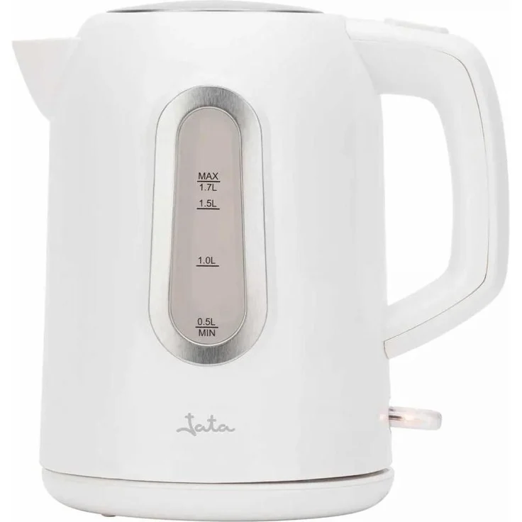 Jata JEHA1809, Wasserkocher mit 1,7 Litern Kapazität, 2200 Watt Leistung, kabelloses Design, herausnehmbarer Anti-Kalk-Filter, Weiss