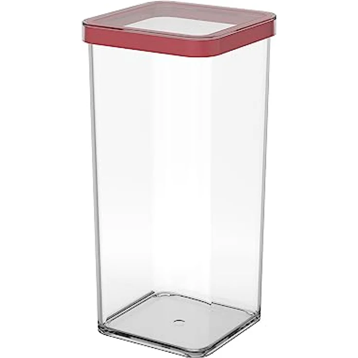 Rotho Loft Vorratsdose 1.5 l, Kunststoff, transparent-rot, quadratisch – Bild 2