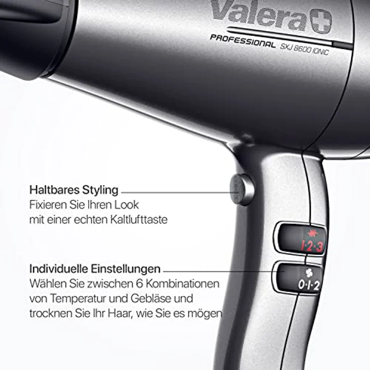 Valera Professioneller Ionen-Haartrockner Swiss Silent Jet 8600 für leises und schnelles Trocknen, 2400 Watt – Bild 5