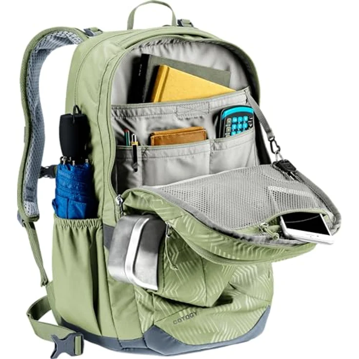 Deuter Cotogy Freizeitrucksack, ergonomischer Schulrucksack aus 100% recyceltem PET, grün-grau mit vielseitigen Taschen und rückenschonendem Tragekomfort – Bild 8