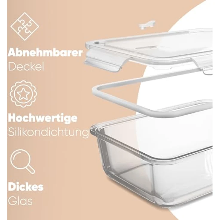 classbach Frischhaltedosen C-FHD 4020 G, 3er Set aus Glas mit 4-fach Click & Safe-Verschluss und Dampfventil, ideal für Mikrowelle, Spülmaschine und Gefrierfach, 1040 ml – Bild 6