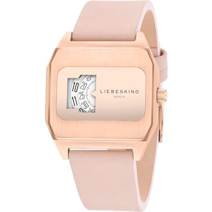 LIEBESKIND Damen Analog Quarz Uhr LT-0503-LQ, Edelstahlgehäuse roségold mattiert, Lederband, wasserdicht bis 3 bar – Bild 2