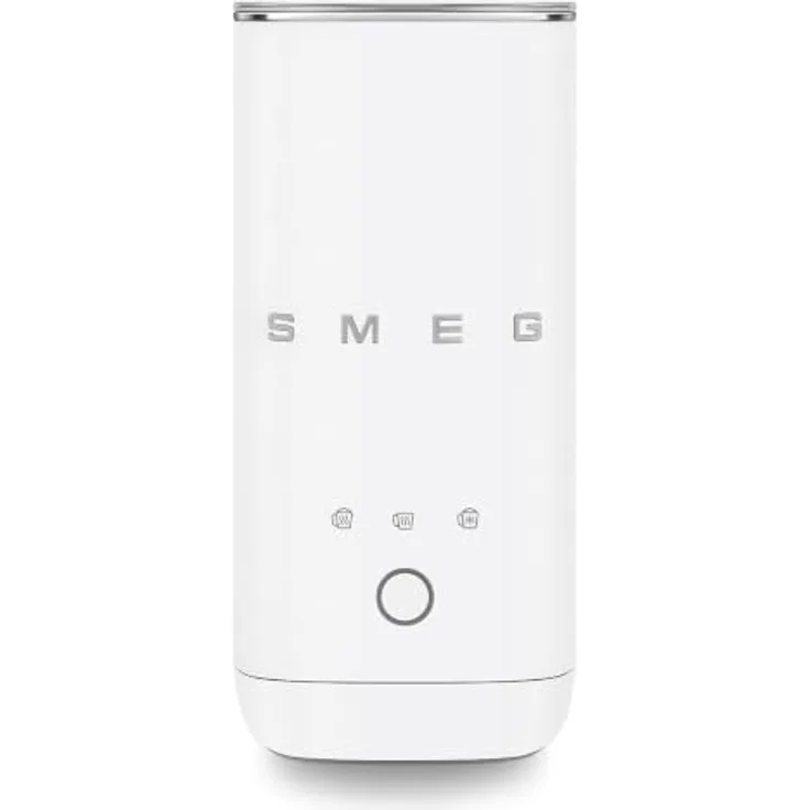 Smeg MFF02WHMEU Milchaufschäumer, 3 Programme für heiße und kalte Milch, 500 W, weiß-matt