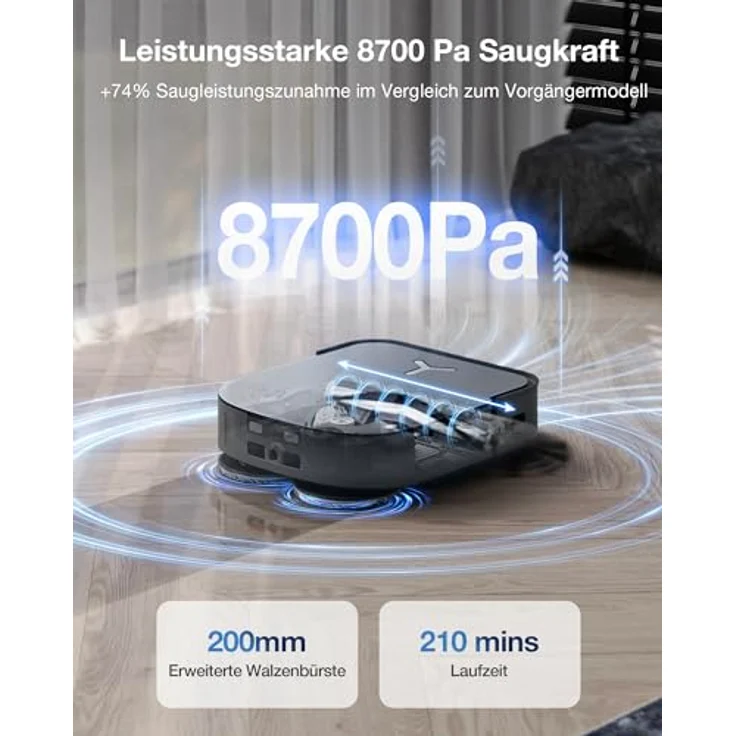 ECOVACS DEEBOT X2 Combo Saugroboter mit Wischfunktion 8700Pa mit Handstaubsauger, doppelte automatische Leerung, 15mm Mopp-Hebesystem, selbstreinigender Roboterstaubsauger, Heißwasser-Moppreinigung – Bild 5