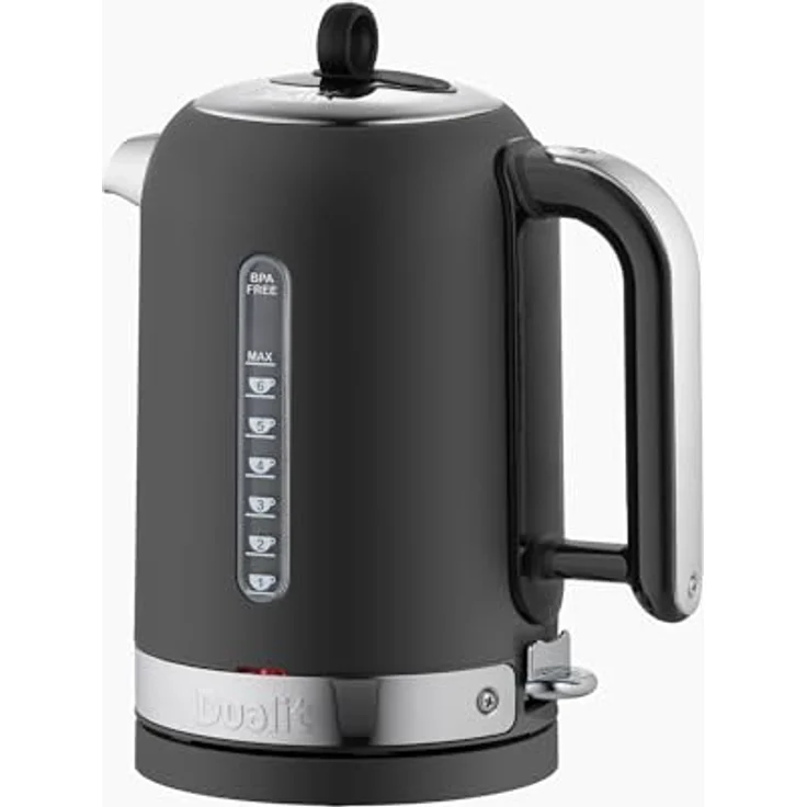 Dualit Wasserkocher Classic 1,7 l, leistungsstark mit 3.000 Watt, matt schwarz, flüsterleiser Betrieb, praktische Wasserstandsanzeige, tropffreies Ausgießen – Bild 1