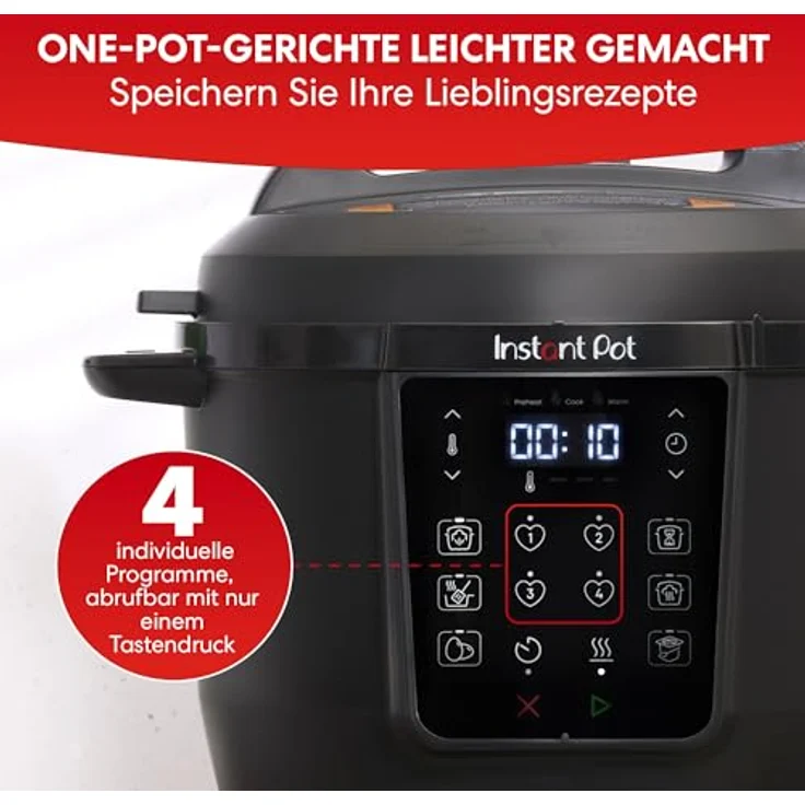 Instant Pot 7-in-1 Multikocher 5,7L – Schnellkochtopf, Schongarer, Dampfgarer, Joghurtbereiter, Edelstahl, Farbe Schwarz – Bild 5