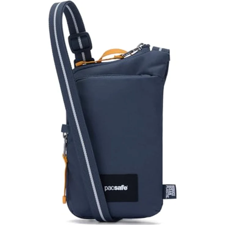 Pacsafe GO Tech, Anti-Diebstahl Handtasche aus reiß- und schnittfestem Material, Blau mit RFID-Schutz – Bild 4