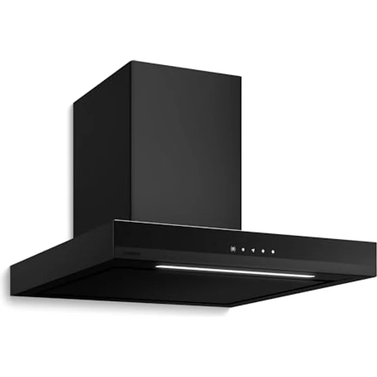 Klarstein Velaire Dunstabzugshaube 60 cm, 600 m³/h, A++ Energieeffizienz, Touch-Bedienung, LED-Beleuchtung, Aluminium- & Aktivkohlefilter, Wandhaube, Schwarz – Bild 1