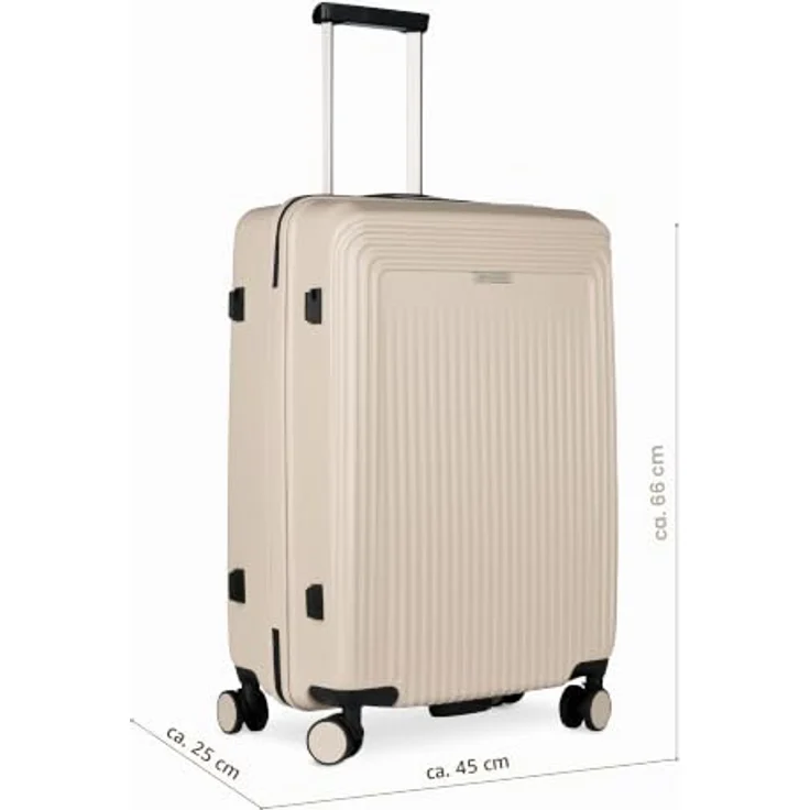bugatti Linea 4 Rollen Trolley M, 66 cm, beige, aus 100% Polycarbonat, mit komfortablem Handling – Bild 2