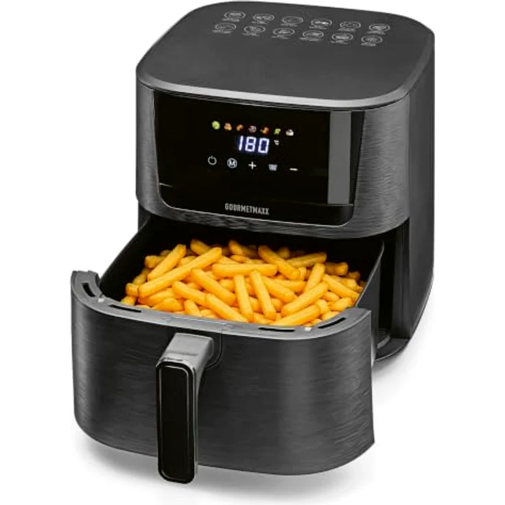 GOURMETmaxx Heißluft-Fritteuse 1600W schwarz, Digital 6,5L, 7 Programme, temperatureinstellbar von 80°C bis 200°C – Bild 1