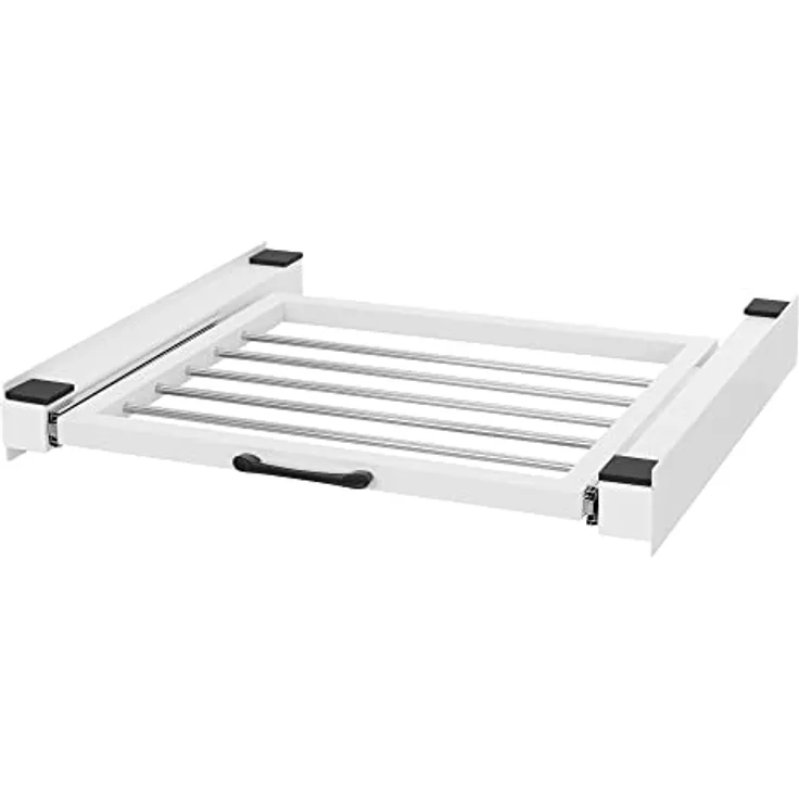 ML-Design Zwischenbaurahmen mit Wäscheleine, Stahl 60,5x54,5cm Weiß, Trocknersäule mit ausziehbarer Handtuchhalter