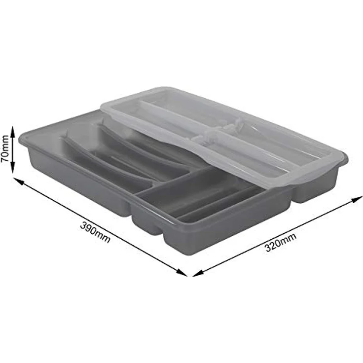 Rotho Basic Besteckkasten mit 6 Fächern, Kunststoff (PP) BPA-frei, anthrazit, (39,0 x 32,0 x 7,0 cm) – Bild 2