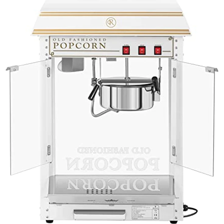 Royal Catering RCPS-WG1 Retro Popcornmaschine Popcornmaker Popcornautomat 1600 W 5 kg/h golden & weiß – Bild 5