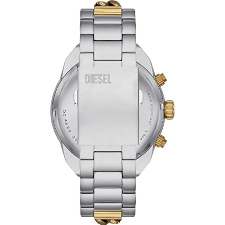 Diesel Herrenuhr Chronograph Spiked Edelstahl DZ4629, 49-mm-Gehäuse mit silberfarbenem Zifferblatt, wasserdicht bis 50 m, 24-mm-Bandbreite – Bild 3