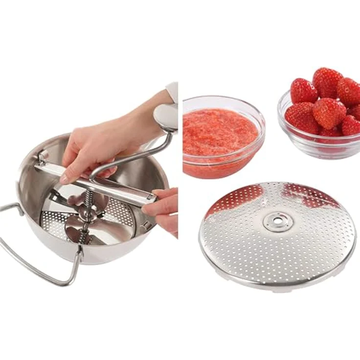 Leifheit Passiermühle Ø 20 cm ProLine-Serie inkl. 3 Einsätzen, aus hochwertigem Edelstahl zum Passieren von Obst, Gemüse, Babynahrung, Suppen, spülmaschinengeeignet, Passiersieb, Kartoffelpresse – Bild 3