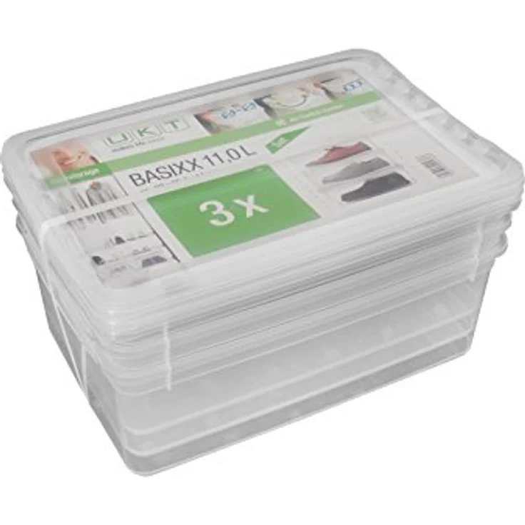 keeeper Aufbewahrungsboxen mit Air Control System, 3-teiliges Set, Höhe: 14 cm, 3 x 11 l, 39 x 26,5 x 14 cm, Bea, Transparent – Bild 4