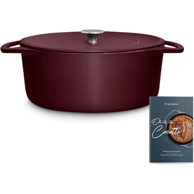 Springlane Bräter »Clara«, Gusseisen, Cocotte mit Deckel & Rezeptheft, Rot, rund, 28 cm, 6 l – Bild 2