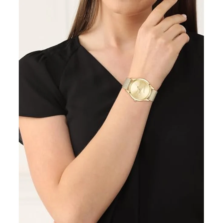 Lacoste Crocodile Damen Uhr, 36 mm, Drei-Zeiger-Quarzwerk mit goldfarbenem Edelstahl-Mesh-Armband, wasserdicht bis 5 ATM, Modell 2001416 – Bild 4