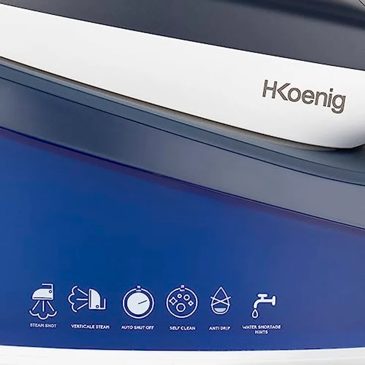 H.Koenig Dampfbügelstation V7, 2200 W, Druck 5,5 bar, Dampfleistung 120 g/min, Vertikale Dampffunktion, Sohle aus Keramik, antihaftbeschichtet, Tank 1,5 l – Bild 5