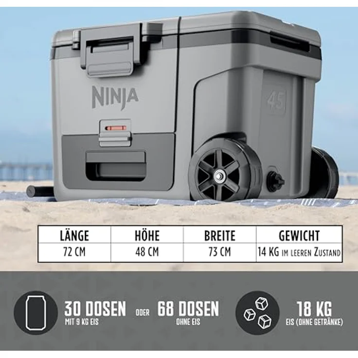 Ninja FrostVault 42L Kühlbox mit Rädern und Trockenzone  Slate Grau FB245EUGY – Bild 9