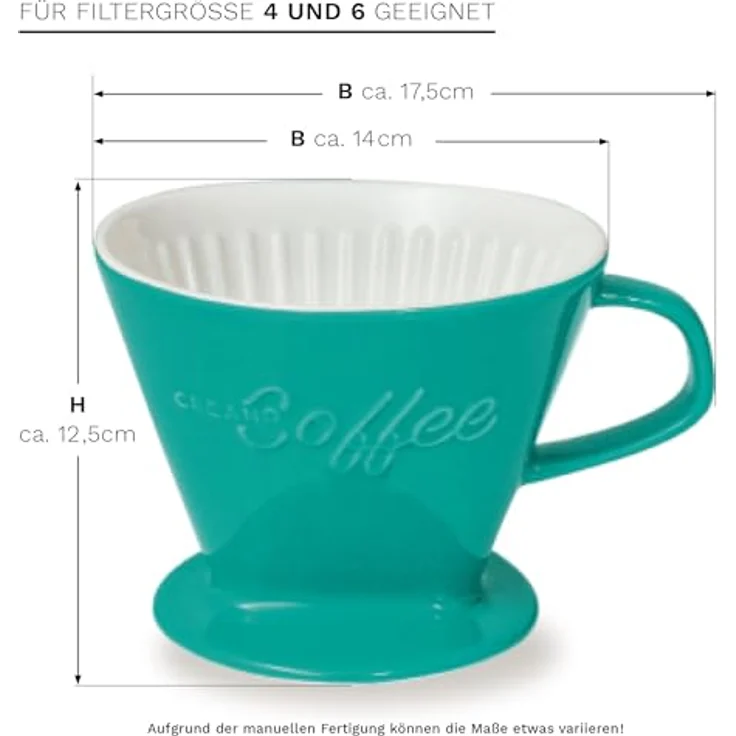 Creano Handfilter, Porzellan, Zubehör für Filtertüten 2 und 4 – Bild 4