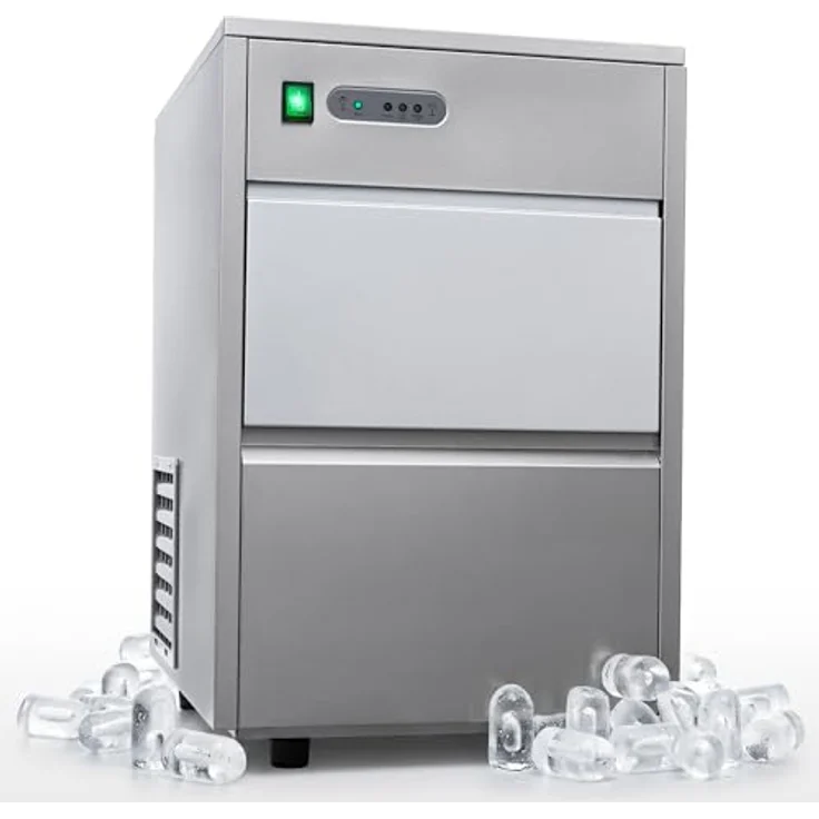 KLAMER Eiswürfelmaschine Gastro, 20 kg/24h, vollautomatisch, hygienischer Edelstahl, verschließbar, für Gastronomie – Bild 1