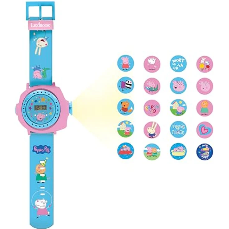 Lexibook Peppa Wutz DMW050PP, Verstellbare Armbanduhr mit Projektionen von 20 Bildern und digitaler Anzeige für Kinder – Bild 2