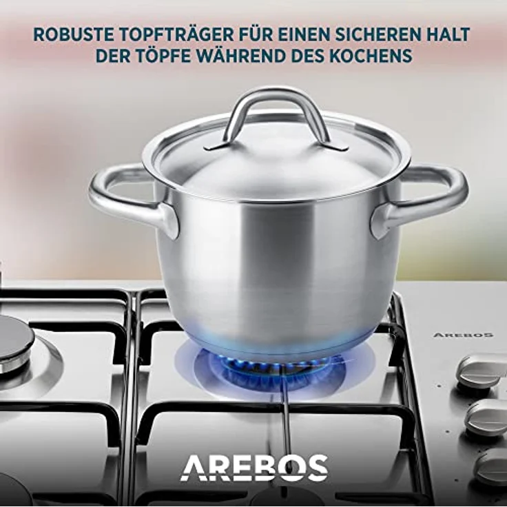 Arebos Gaskochfeld 5 Flammig | Edelstahl Gasherd mit automatischem Flammenschutz | Erd- oder Propangas | Autark und effizient – Bild 5