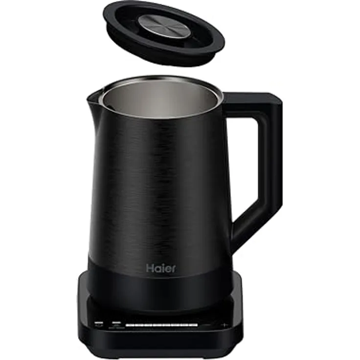 Haier Wasserkocher mit Temperatureinstellung aus Edelstahl 1,7 Liter I Energiesparender Kettle mit 7 Temperaturstufen, Warmhaltefunktion & 0,25L Einzeltassenfunktion I 2200W [Serie 5 - HKE5A]