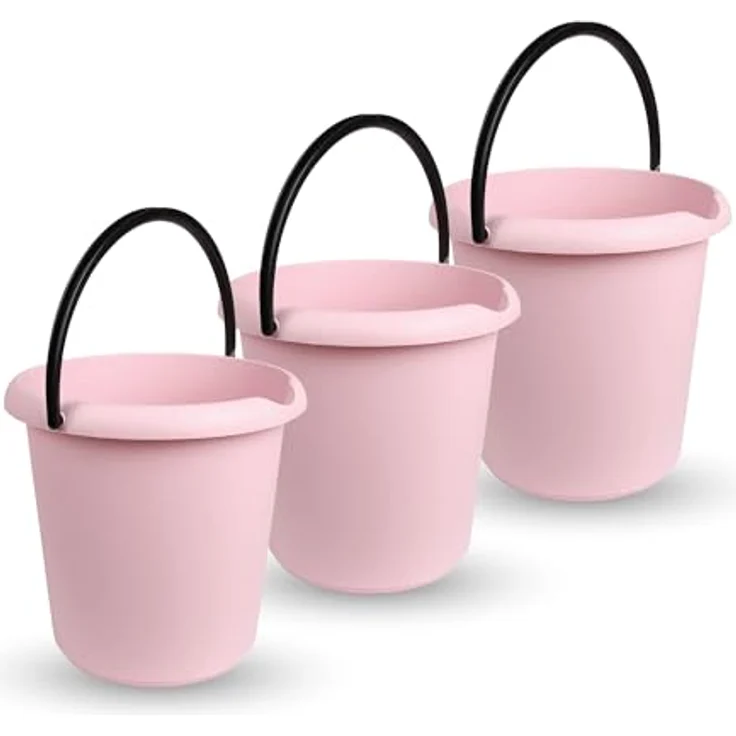 ProHome Putzeimer 3er Set, Kunststoff-Eimer 5 Liter, BPA-frei, in Rosa, Grün, Anthrazit, Made in EU – Bild 1