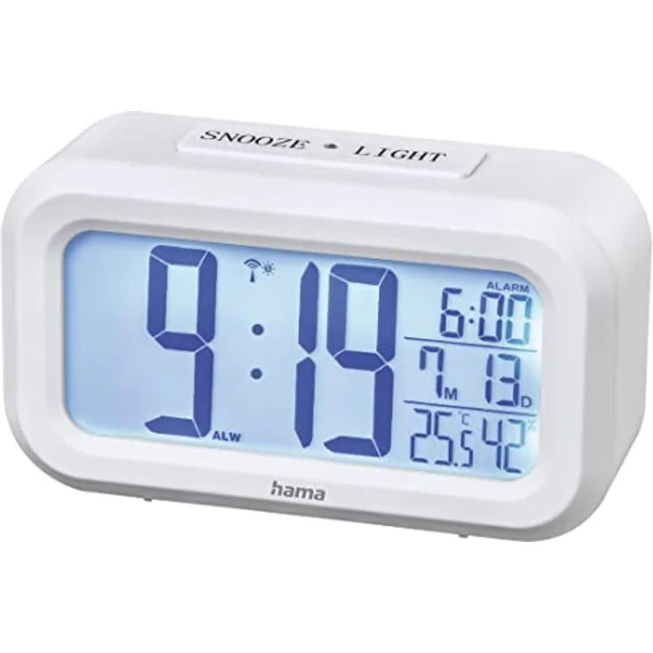 Hama Funkwecker "RC 660", Digitale Uhr mit Anzeige von Uhrzeit, Datum, Temperatur und Luftfeuchtigkeit, Weiß – Bild 1
