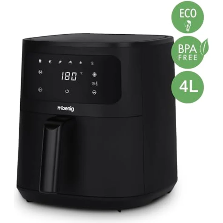 H.Koenig Heißluftfritteuse FRY840, 4L, 80-200°C, 5 Kochmodi, Touchscreen-Display – Bild 2