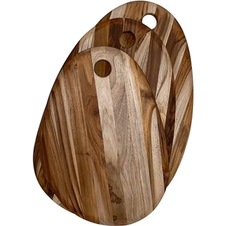 TeakHaus Teak Schneide- und Servierbrett oval mit Loch, 41x27x1.5 cm, antibakteriell, braun – Bild 2