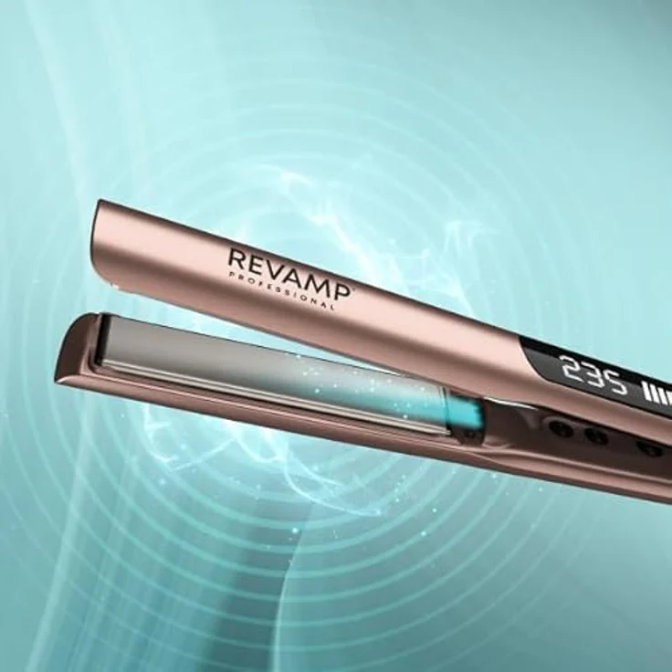 REVAMP Dynamic Radiance Straight & Style Ionen Glätteisen Keramik - extra lange Platten für One-Stroke-Styling, Wellen & Locken - professioneller Haarglätter in Weiß – Bild 3