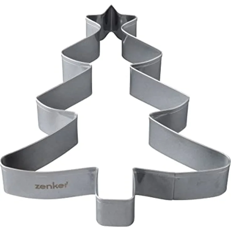 Zenker XL Plätzchen Ausstecher Weihnachten – Weihnachtsbaum Ausstechform für leckere Tannenbaum-Kekse und süße 2in1 Keksausstecher Backrahmen aus Edelstahl, 7719, Silber
