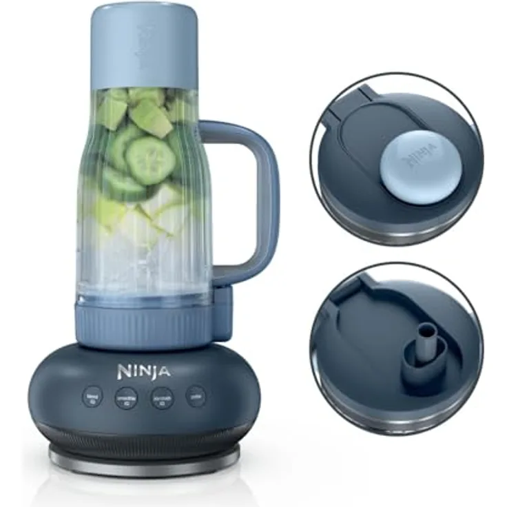 Ninja BlendBoss DB351EUCY, Standmixer mit 1100-Watt-Motor, tragbarem 600 ml Reisebecher, 3 voreingestellten Auto-Modi, Farbe Cyberspace