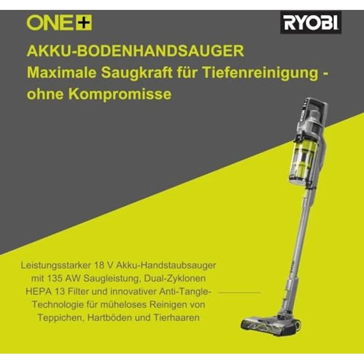 RYOBI 18 V ONE+ Brushless Bodenhandsauger RSVS18BL-1C40G, 90 AW Saugleistung, bürstenloser Motor, inkl. 4,0 Ah Akku und 2,0 A Ladegerät, Anthrazit – Bild 2