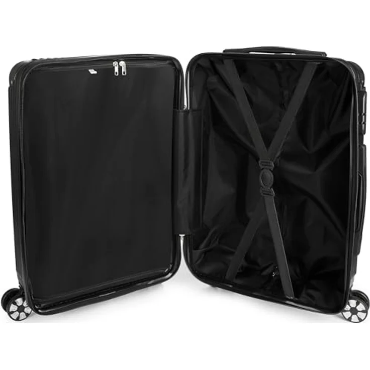 BRUBAKER Kofferset London - Hartschalen Koffer Set mit Zahlenschloss und 4 Rollen, ABS Trolleys (M, L, XL), 3 tlg., Boardcase, Silber – Bild 5