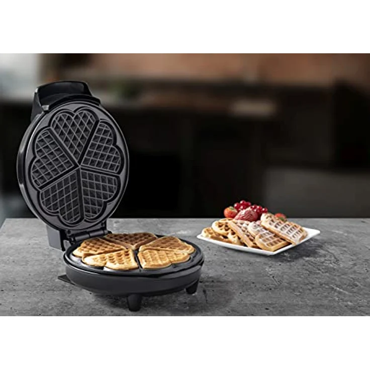 Bestron AWM700CO Herzwaffelautomat, Waffeleisen, 700W, antihaftbeschichtet, Kontrollleuchte, kupfer-schwarz – Bild 4