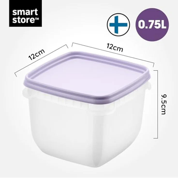 SmartStore Frischhaltedosen 0.75L 4er Set, BPA-freie Aufbewahrungsboxen für Kühlschrank und Gefrierschrank, stapelbar und spülmaschinenfest – Bild 2