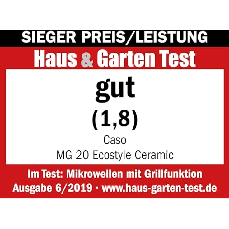Caso MG20 Ecostyle Ceramic Design Mikrowelle mit Grill, Standgerät, größere Nutzfläche dank Keramikboden, 20 Liter Garraum, Garen auf 2 Ebenen, Edelstahl – Bild 3