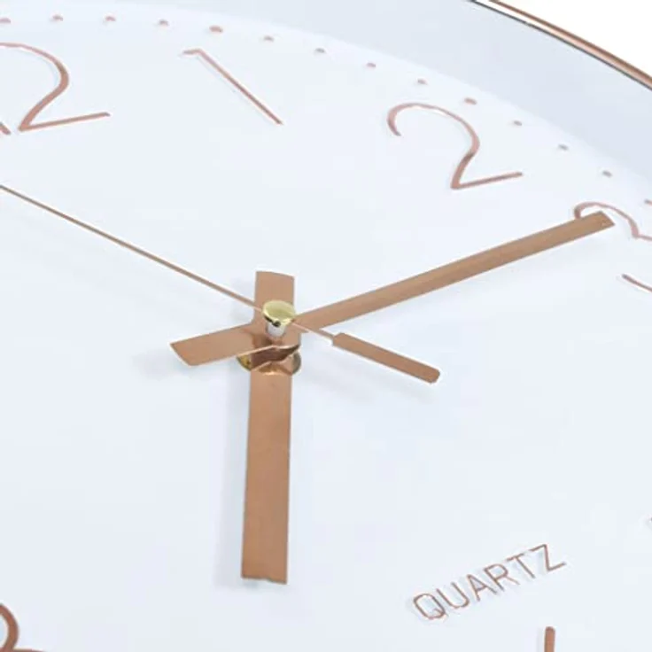 vidaXL Wanduhr mit rotgoldenem Rand und weißem Zifferblatt, 30 cm Durchmesser – Bild 5