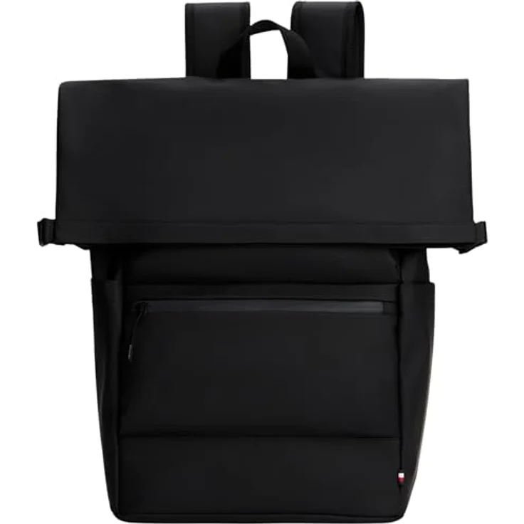 Tommy Hilfiger TH TPU Rolltop Backpack, Unisex Freizeitrucksack in Schwarz mit praktischer Vordertasche und gepolstertem Schultertragegurt – Bild 1