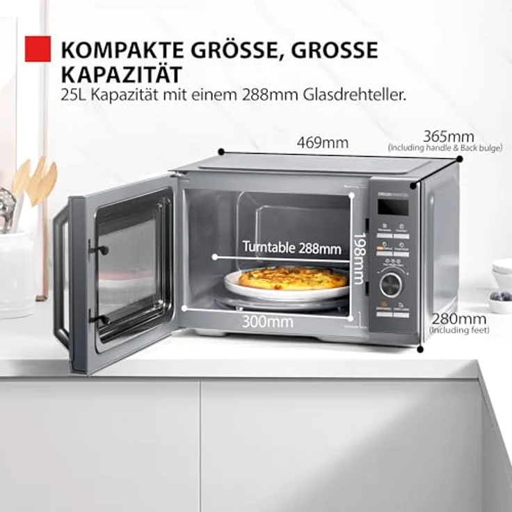 Toshiba MW3-AG25PFI(MG) Mikrowelle 3-in-1 Kombigerät mit Grill- und Backofenfunktion, 25L, 900W Origin-Inverter, 1100W Grill, leise mit 57dB, Morandi-Grau – Bild 2