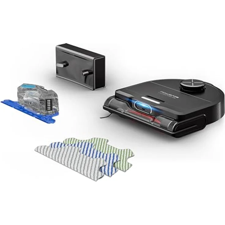 Rowenta Xplorer RR9475WH, Nass-Trocken-Saugroboter mit Elektrobürste, vibrierendem Wischmop und intelligenter Lasernavigation, grau – Bild 2