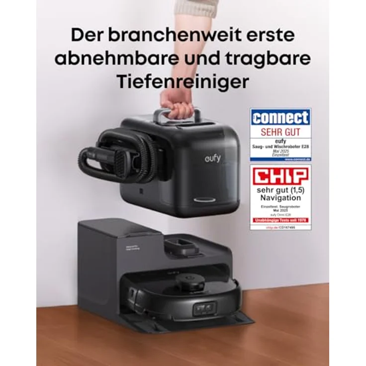 eufy Saugroboter Omni E28 HydroJet, 20000Pa Saugkraft, mit Tiefenreinigung, Wischfunktion, All-in-One-Station, App Control – Bild 2